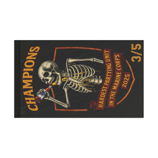 Vertical 3/5 Hardest Partying Unit Champions Flag